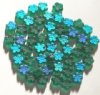 50 8mm Transparent Matte Green 5 Petal Flower Beads
